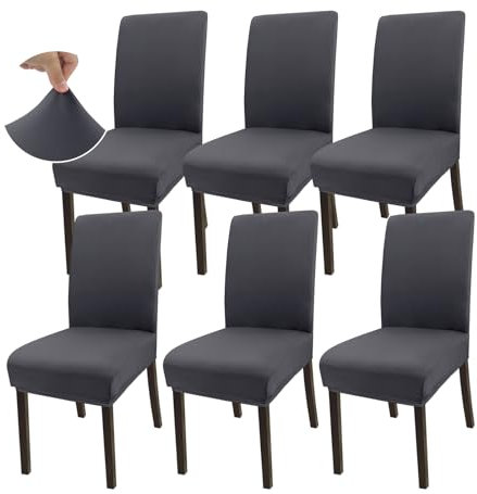 Granbest Super Stretch Dining Chair Slipcovers, Universal Parson Dining Chair Covers, Removable Chair Protectors for Dining Room, Kitchen, Restaurant and Hotel (Set of 6, Gray)