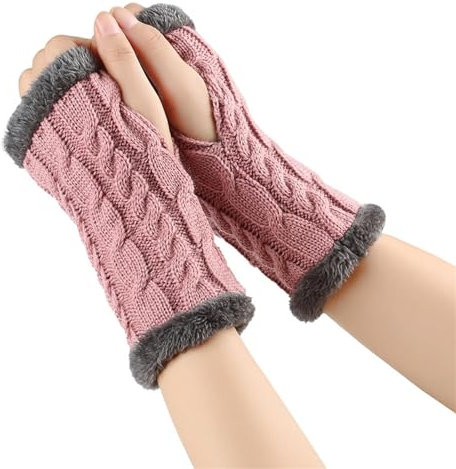 Fulidngzg Thermo Handschuhe Damen Y2K Schwarz Fingerlose Pulswärmer Teenager Mädchen Winter Fäustlinge Winterhandschuhe Touchscreen Wolle Handstulpen Armstulpen