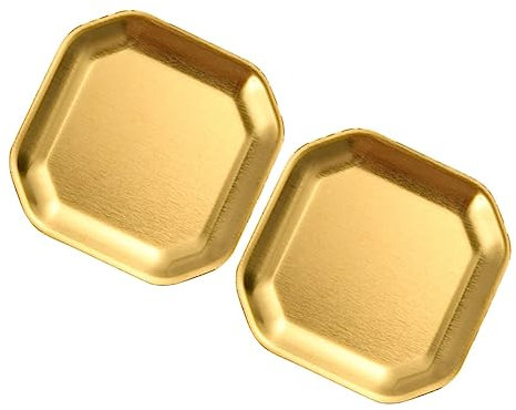 MAGICLULU 4 Stück achteckige Schale für Miniposter Genuss-Tablett Goldrand Golddekor Essenstablett Snackteller aus Edelstahl rostfreie Edelstahlplatten Schminktisch Rostfreier Stahl Südkorea