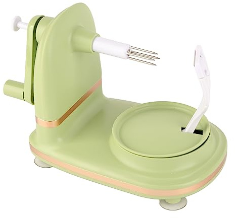 Pelador y Rebanador de Manzanas con Manivela, Pelador de Frutas de PP y Acero Inoxidable con Cortador de Frutas para Cocina (Verde Claro)