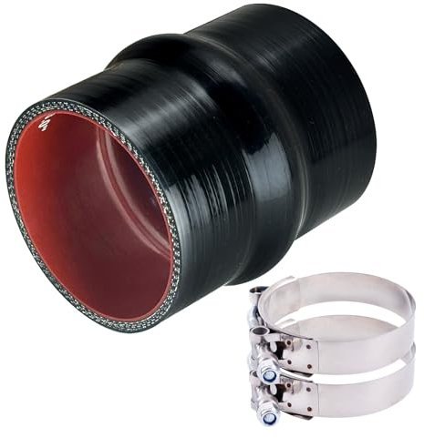 4.0 ID Silicone Hump Hose Coupler with 2 Tension Heavy-Duty Clamp,High Temp 4-Ply Reinforced 5MM Wall 4.0 Length (Qty 1) For Pipes Connecting