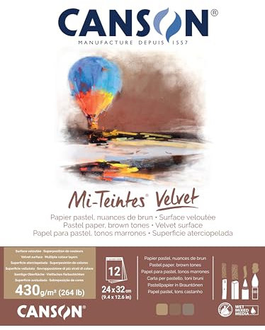 MI-TEINTES VELVET 24X32 430G Brauntöne, Block 12 Seiten