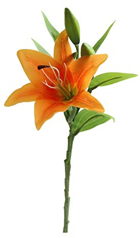 VDCVADKYE Fiori artificiali, Fiori di giglio artificiali, gigli tigrati finti, fiori finti al tatto, con disposizione a stelo, bouquet(Orange)