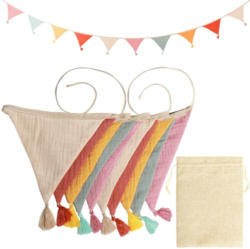 TAIHOBO Bandierine Colorate in Tessuto 2,6m con Tasche e Festoni per Feste e Nozze
