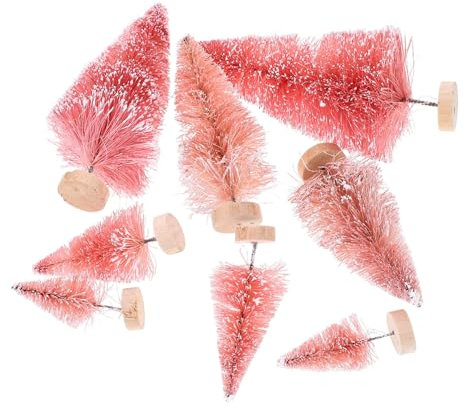 Cabilock 8st Desktop-weihnachtsbäume Miniatur-Weihnachtsbaum Weihnachtsmärchengartendekoration Weihnachtsbeleuchtung Weihnachtsbaum Miniatur Minni Künstlicher Weihnachtsbaum Rosa Hölzern