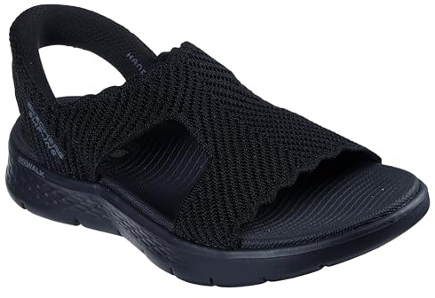 Skechers dam T-rem platt sandal, Svart/Svart, 38 EU