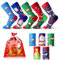 Likesing 5 Paires Chaussette Noel Femme Homme avec Sac Cadeau Noel Chaussette Chaudes Femme Hiver Thermiques Chaussette de Noel Coton Chaussettes Fantaisie Sans Couture Chaussette Drole Cadeau Noel