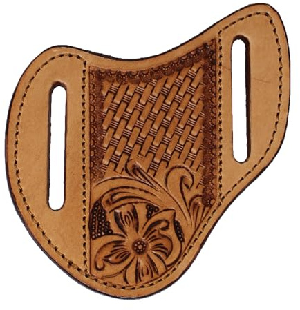 CHALLENGER Western Leather Floral Basket Hand-Tooled Knife Holder Flat Sheath 29RS64B