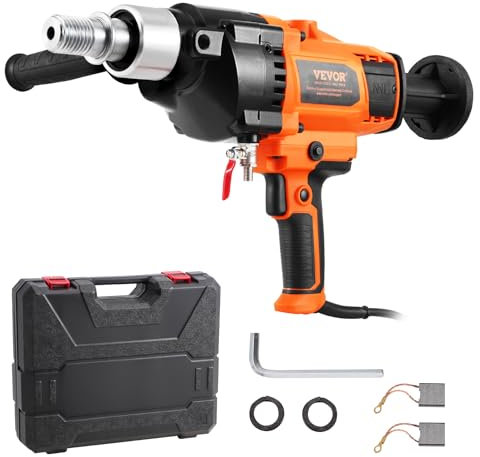 VEVOR Trapano a Carotaggio Diamantato Portatile, con Diametro di Perforazione 20 a 180 mm Macchina Carotatrice per Calcestruzzo Robusto 2600 W con Custodia per Trasporto, per Perforare Calcestruzzo