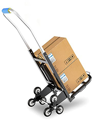 XCHSXYL Handkarren Schwere Handkarren, Faltbarer Tragbarer Wagen, Sechsrädriger Treppensteiger-Handwagen, 100 Kg Tragfähigkeit, Für Reisen, Umzüge, Einkäufe Und Transporte