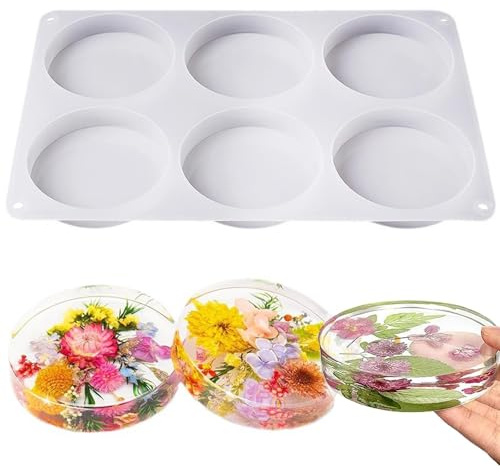 6-Cavity Silicone Mold for Round Epoxy Coaster Making Kit - DIY Craft and Cup Mats