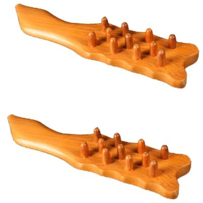 Ipetboom 2pièces Peigne Bois De Massage Ronce Soin Capillaire Naturel Antistatique Avec Poignée Épaisse Outil De Relaxation Pour Femme Et Homme Jaune