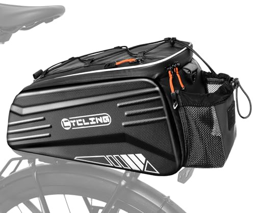 WOTOW Bike Rear Rack Bag - 10L Hard Shell Waterproof Bike Trunk Pannier with Shoulder Strap, Reflective Bicycle Rear Rack Saddle Seat Bag for Travel Outdoor Cycling Ebike Accessories