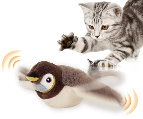 Aznever Katzenspielzeug Vogel, Interaktives Katzenspielzeug Selbstbeschäftigung, Flappychase Flapping Bird Cat Toy, Elektrisches Vogelspielzeug Für Katzen