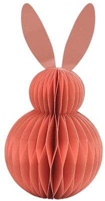 Dekohelden24 Coniglietto pasquale in carta/cartone, rosa, 11 x 11 x 20 cm, decorazione moderna per decorazione pasquale da appendere, 1 pezzo