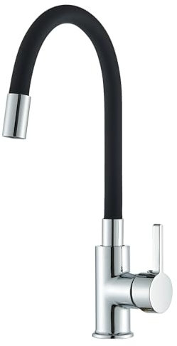 TVTIUO Küchenarmatur, 360 Grad drehbarer Wasserhahn für Küchenspüle, Schwarz mit Elektroplattierung, Einhebel-Küchenarmatur mit flexiblem Auslauf