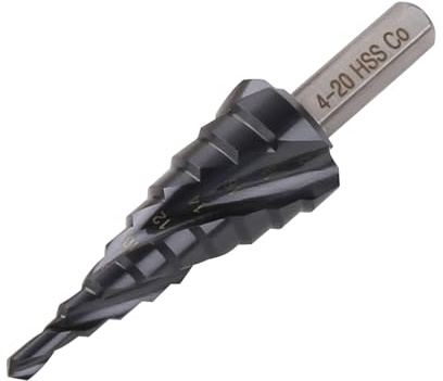 Vearter Foret étagé en métal de 4 à 20 mm, 9 niveaux, foret conique en métal HSS M35, foret triangulaire pour acier inoxydable, tôle d'aluminium, fer, plastique, PVC, bois