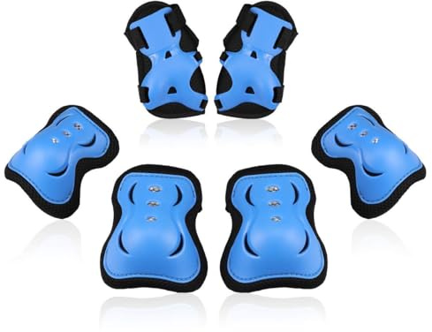 BOSONER Knee Pad for Kids 6 In 1 Knee and Elbow Pads for Children, Protective Gear Set with Wrist Guards, Kids Knee Pads for Skating (Blue/Black, Small (3-8 years))