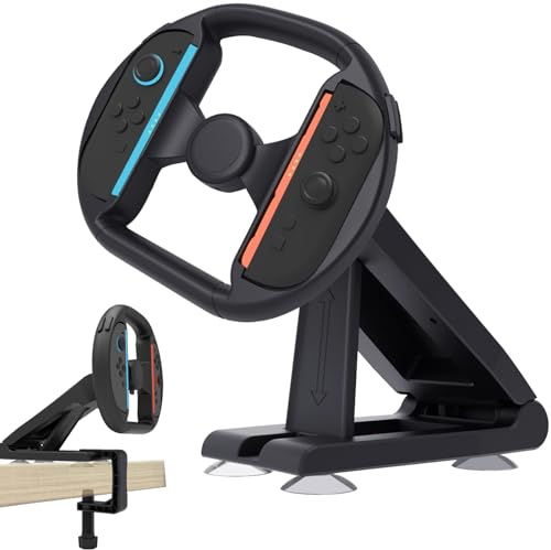 Controller Steering Wheel for Nintendo Switch 2nd Gaming Racing Wheel, Table Attachment with 4 Table Suction Cup & Upgraded Bolt Base – for Jo-Con – Enhanced Stability for Immersive Racing Games
