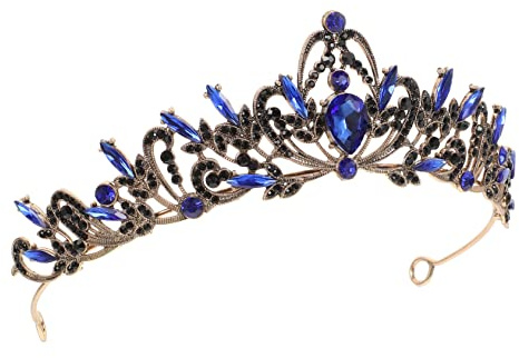 Veemoon Tiara de Novia Gemas de Imitación Adorno Nupcial para Boda Decoración de Fiesta Diadema de Gemas de Imitación