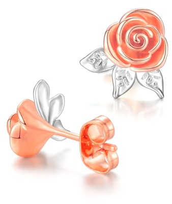 VYYU Rose Flower Stud Earrings for Women Girls - Gold Earrings Hypoallergenic Ear Studs Jewellery Christmas Birthday Gifts for Girlfriend Wife Mum Daughter Nana