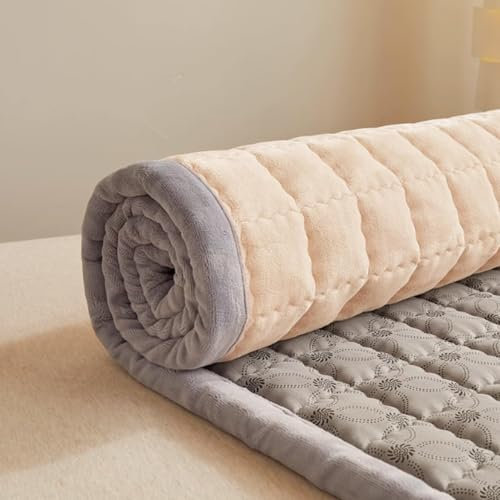 Tragbare Futon-Matratze, dicke Rollmatratze, Bodenmatratze, Gäste-Schlafmatte, Schlafsaal, Einzel-, Doppel-, faltbare Bodenmatratze, (Größe: 120 x 200 cm, Farbe: Braun)