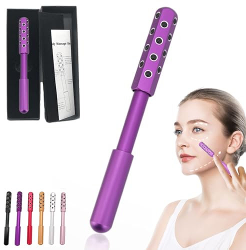 Elarique Glow Sculpt Beauty Roller, Elarique Beauty Roller, 24 Tourmaline Stone Uplift Facial Massaging Beauty Tool, for Face, Eye, Chin, Neck, Body, Skin Tightening (Purple)