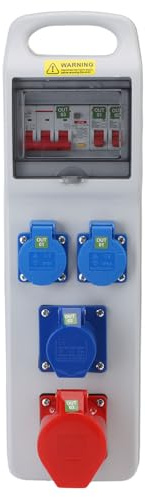 SASKATE Industrial Socket Box Weatherproof Electrical Distribution Box IP44-67 Rated with Tower Buckle Hinge for Construction Site Workshop Factory