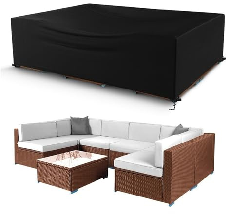 TerrassenmöBel Abdeckung Wetterfest 300x100x80cm/LxBxH Rechteckig Abdeckplane Gartenmöbel Schutzhülle Winterfest, 600D Oxford Gewebe Terrassenmöbel Abdeckung Anti-UV für Gartentische, Loungemöbel