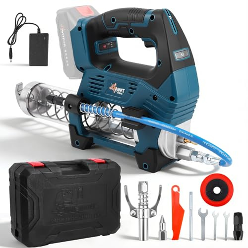 Hoyiyobi Pressa per grasso a batteria, 24 V, 12000 PSI, funzionamento a batteria, pressa elettrica per grasso sfuso e burro (senza batteria)