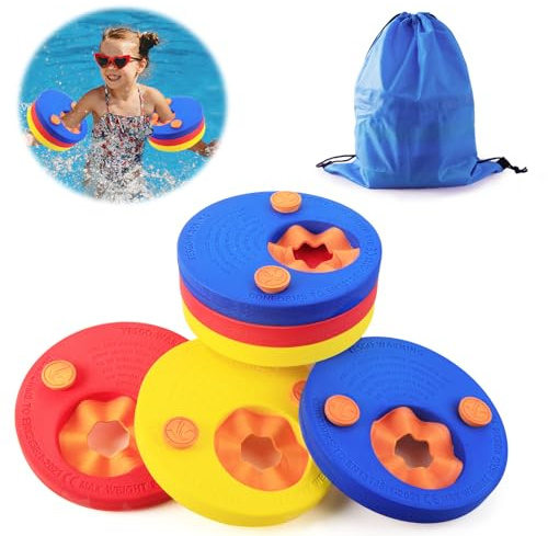 Schwimmscheiben Kinder- 6Pcs Schwimmen Float Discs mit Aufbewahrungstasche Arm Schwimmplatte Eva Rund Delphin Schwimmscheiben Geeignet für Junge Mädchen im Alter von 3-6 Jahren Schwimmen zu Lernen