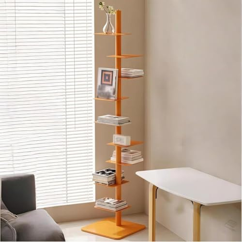 Freistehender Bücherturm aus Metall mit unsichtbarem Rückendesign und schwebenden Regalen für Schlafzimmer, Bürodekoration und kleine Aufbewahrung