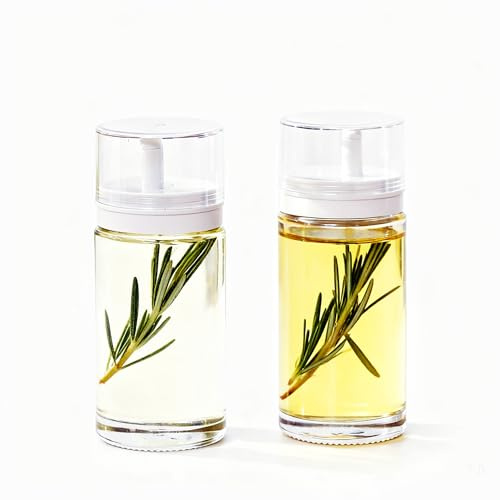 Vninkul 2 Pièces Petite Bouteille en Verre pour Huile, Bouteille Huile Olive Bec Verseur 100ml, Huilier Vinaigrier, Distributeur Huile Petite, Flacon en Verre pour Cuisine pour Vinaigre, Miel