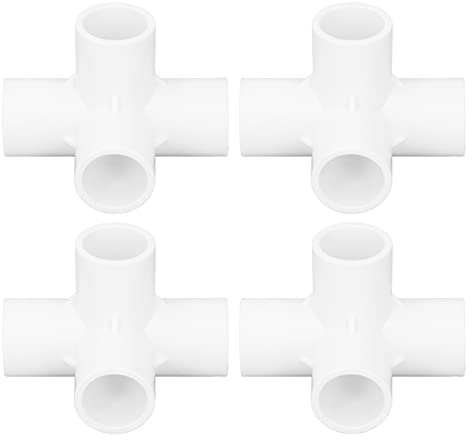Headerbs 10 Stück 4-Wege-Winkelverbinder aus PVC, 25 Mm, Rohradapter, Eckverbinder für Möbel, Wasserleitungen, Gewächshausstruktur, Zeltverbindungen (WHITE)