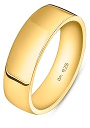Amberta Alianza Plata de Ley 925 para Hombre | Anillo de Boda Chapado en Oro Ancho 5 6 8 mm