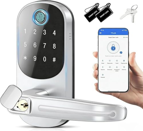 Smart Door Lock, Fingerprint Door Lock, 12-in-1(Fingerprint/passcode/APP/IC Card/Key) Password Bluetooth Smart Locks,Biometric Electronic Smart Lock for Home, Office, Hotel Office, Apartment
