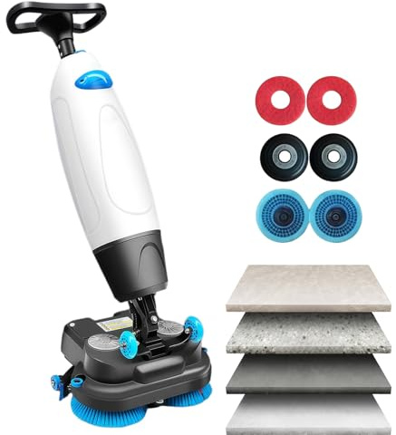 JIYINGHUI Mini Walk Behind Floor Scrubber Dryer, Self-Propelled Design,360° Rotatable Suction Head,120 Minutes Long Runtime,240 RPM,Cleaning Capacity 13000 Sq Ft/H,for Tile and Hard Surfaces White