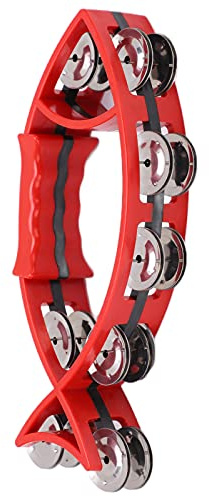 Solinder Zweireihige Hand-Tamburin-Glocke in Fischform für Kinder für Musikalischen Rhythmus | Glattes ABS-Material | Stimulieren Sie das Musikalische Potenzial von Kindern | Kinder ab 3 Jahren (Rot)