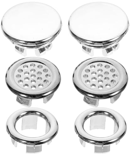IMUSINICE 6pcs Bath Sink Overflow Ring Replacement Plastic Cover with Universal Design for Washbasin and Washstand, Easy to Install Silver Rings for Home Decoration