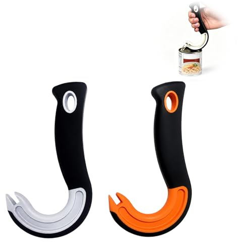 Ring Pull Can Opener Aid,J Shaped Non-Slip Handle,Effortless Opening,2PCS | Can Opener,Tin Opener for Weak Hands,Arthritis,Seniors,Easy Grip Tool for Opening Ring Pull Cans,Tins and Lids