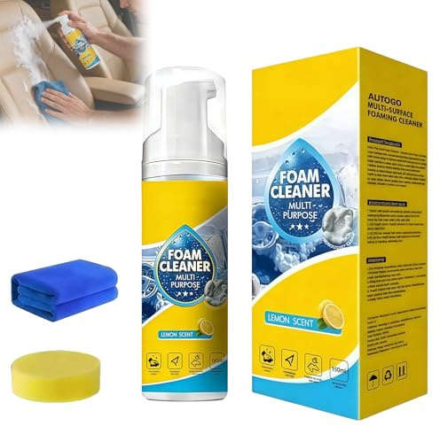 Foam Cleaner, Foam Cleaner Schiuma Spray Multiuso, Pulizia Profonda Spray Auto Interni, con Spugna e Asciugamano, per Pulizia Igienica in Auto e Casa (2)
