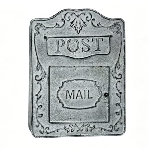 Buzón de Pared Decorativo para Exteriores e Interiores, Estilo Antiguo, con Encanto nostálgico, decoración para el hogar, jardín, Estilo Vintage inglés de cabaña,Gris