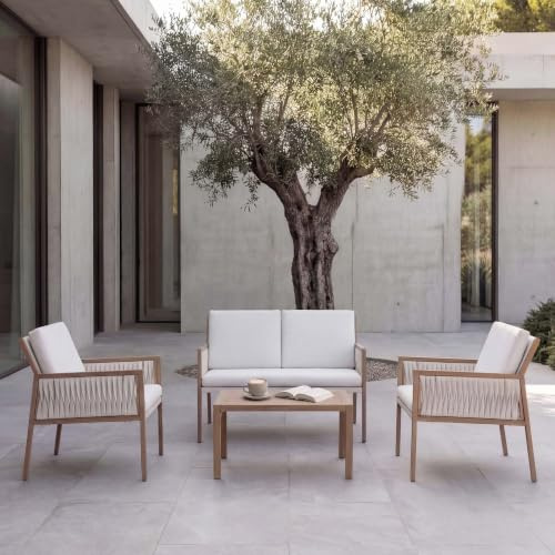 Mendler Garten-Garnitur HWC-Q12 Polyrattan Olefin (210 g/m²) - weiß | Gartenlounge, Lounge-Set, Sitzgruppe, Sofa