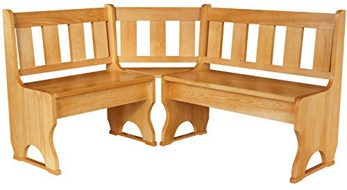 k koma Banco esquinero de madera maciza de pino (Alder, 120 x 140 cm)