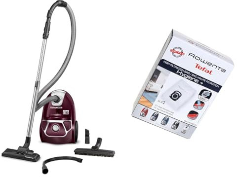 Rowenta Compact Power apirapolvere traîneaux avec Sac, 3 AAA Maison et Voiture (Home & Car) Aubergine & Rowenta ZR200520 Sac Haute Filtration Hygiene + Optimal - Blanc - Boite de 4 unités