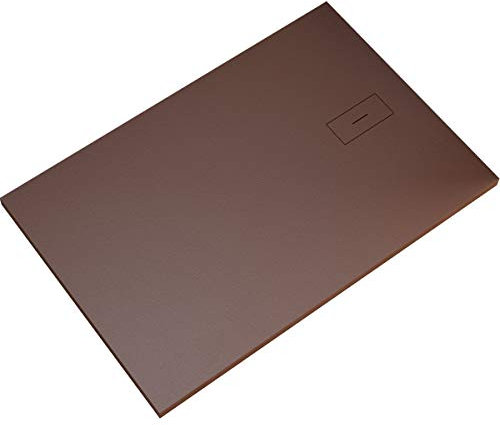 Essence ArredoBagno Duschwanne aus Marmorharz, ultradünn, mit Stein-Effekt, Modell Bernstein, Mineralmarmor mit Gelcoat, Abfluss in Farbe, Farbe: Braun, 160 x 100 cm
