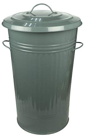 HRB Mülleimer Zink anthrazit, 40 Liter, Vintage Design, sehr stabil mit Deckel- geeignet als Mülleimer Küche- Ideal für den gelben Sack oder zur Aufbewahrung von Klamotten…