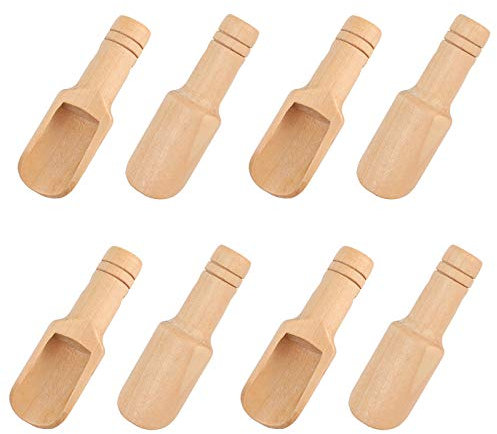 Gewürzschaufel Mini Holz 8 Stück Holzlöffel Klein Salzlöffel mit Kurzem Griff Mini Holzlöffel für Marmeladengläser Gewürze Zucker Kaffee Tee Milchpulver (7.5cm)