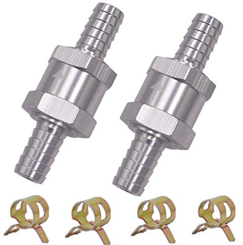 2 Pièces Clapet Anti-Retour 10MM Valve de Carburant en Alliage d'Aluminium Non Retour Clapet Anti-Retour pour Essence Diesel Carburateur Systèmes de Carburant à Basse Pression (10MM)