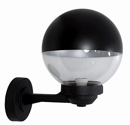 Licht-Erlebnisse Elegante Außenwandleuchte Kugel Schirm IP44 Rustikal Schwarz E27 Outdoor Wandlampe Haus Garten